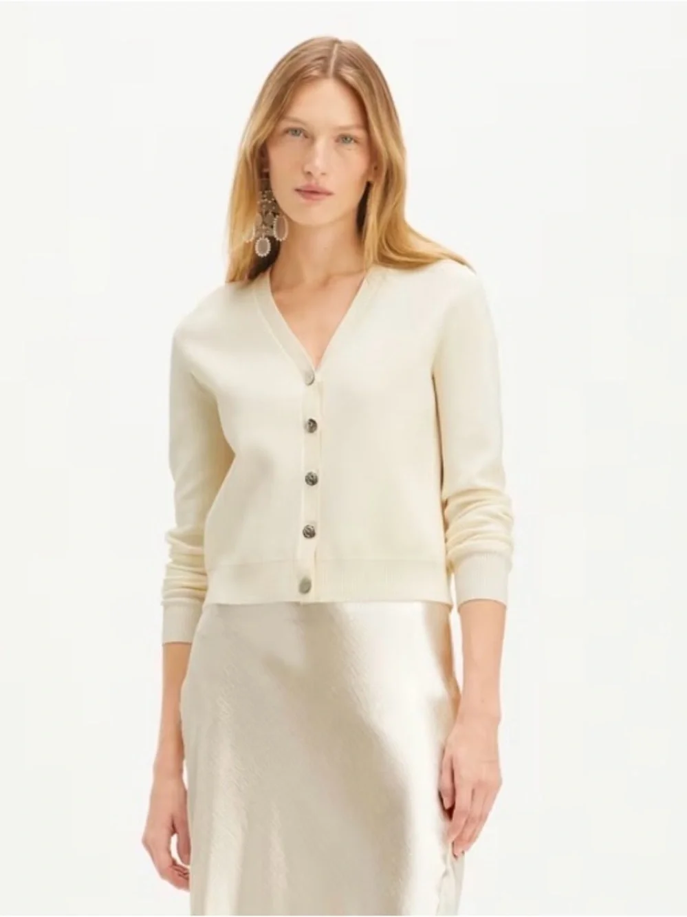 Tory Burch Simone Cardigan New Ivory XL